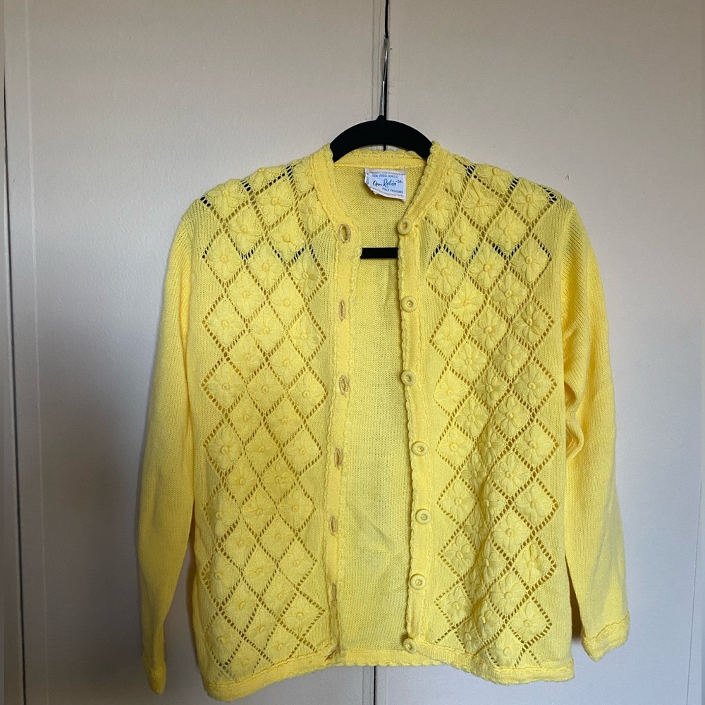 1960s Yellow Cardigan // Women's Size medium